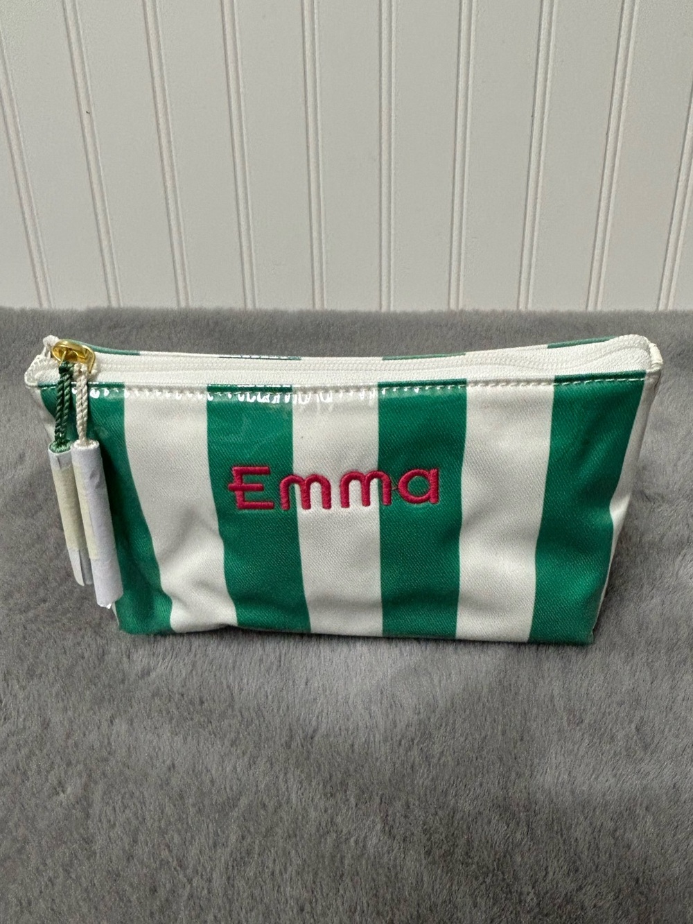 Mark & Graham clear coated stripe travel pouch makeup